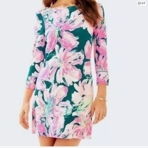 Lilly Floral Pink and Green Dress